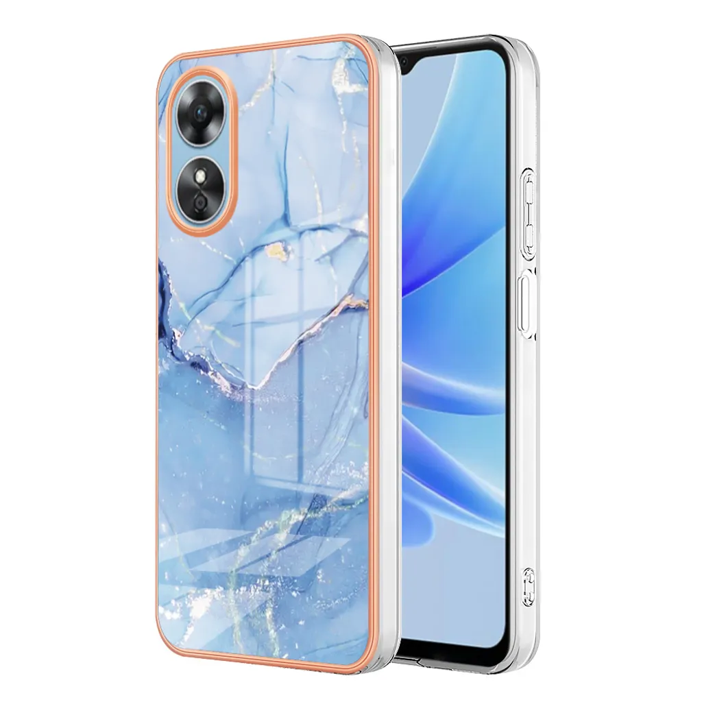 Custodia per OPPO A17, custodia in silicone TPU a fantasia, paraurti antiurto blu