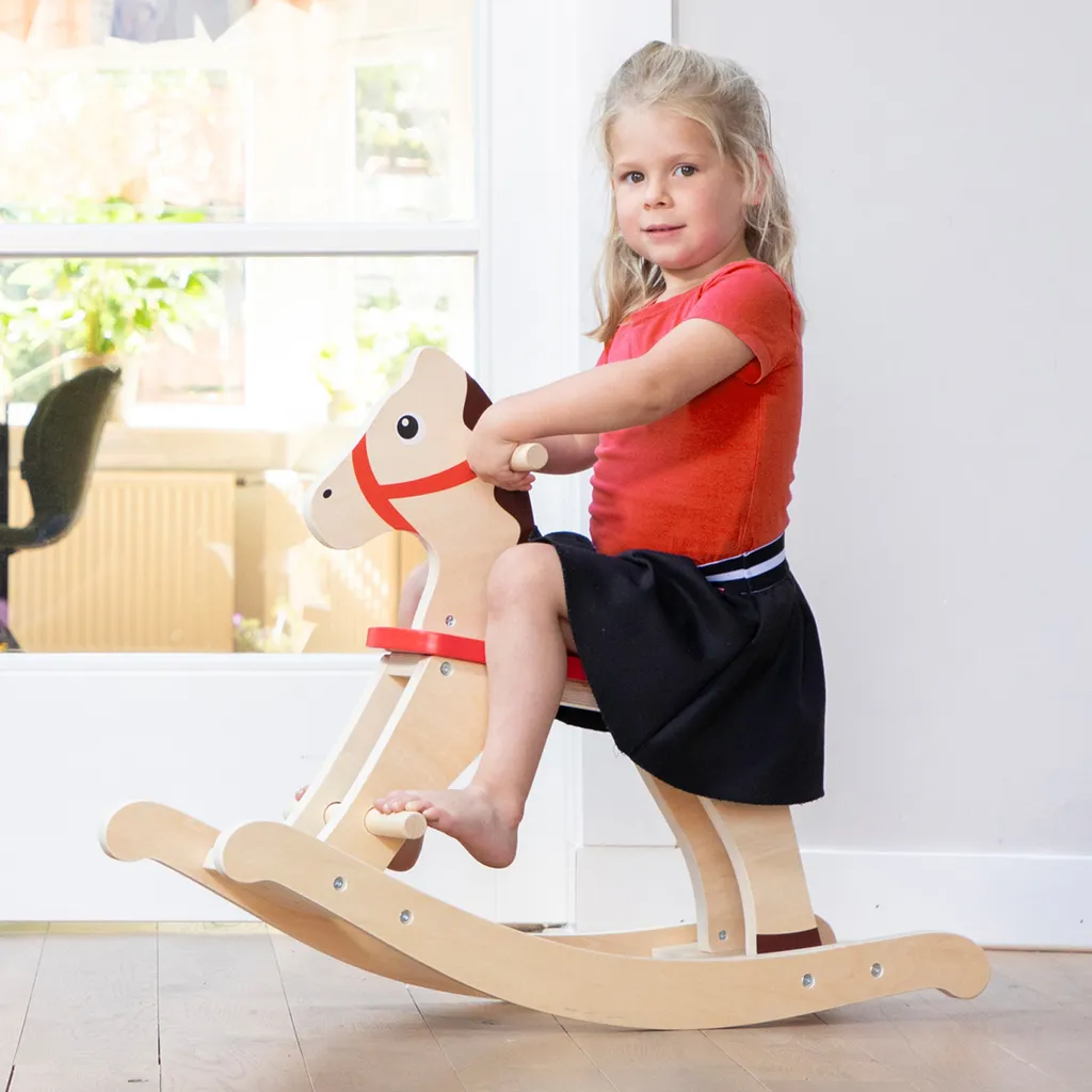 Cheval à bascule en bois naturel robuste - Design classique de qualité - 4