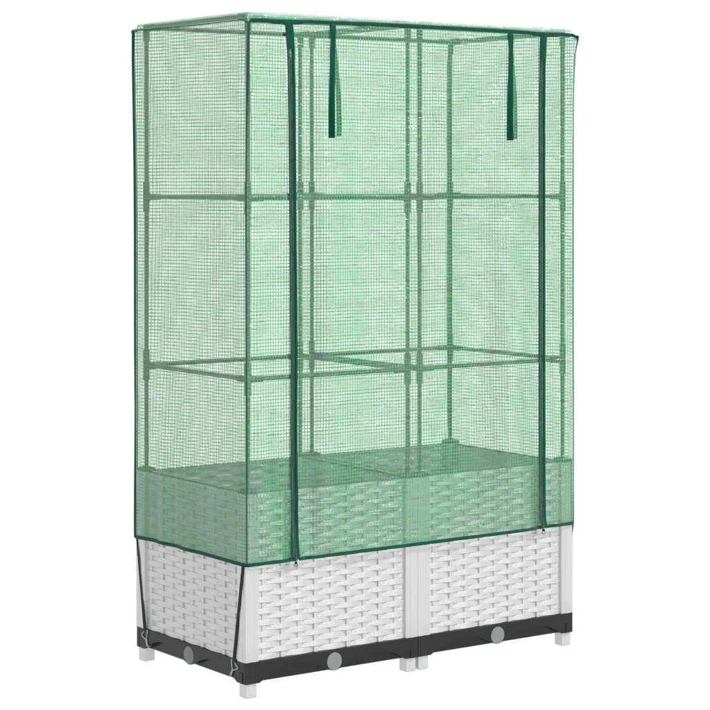 Letto rialzato con attacco per serra in rattan 80x40x138 cm