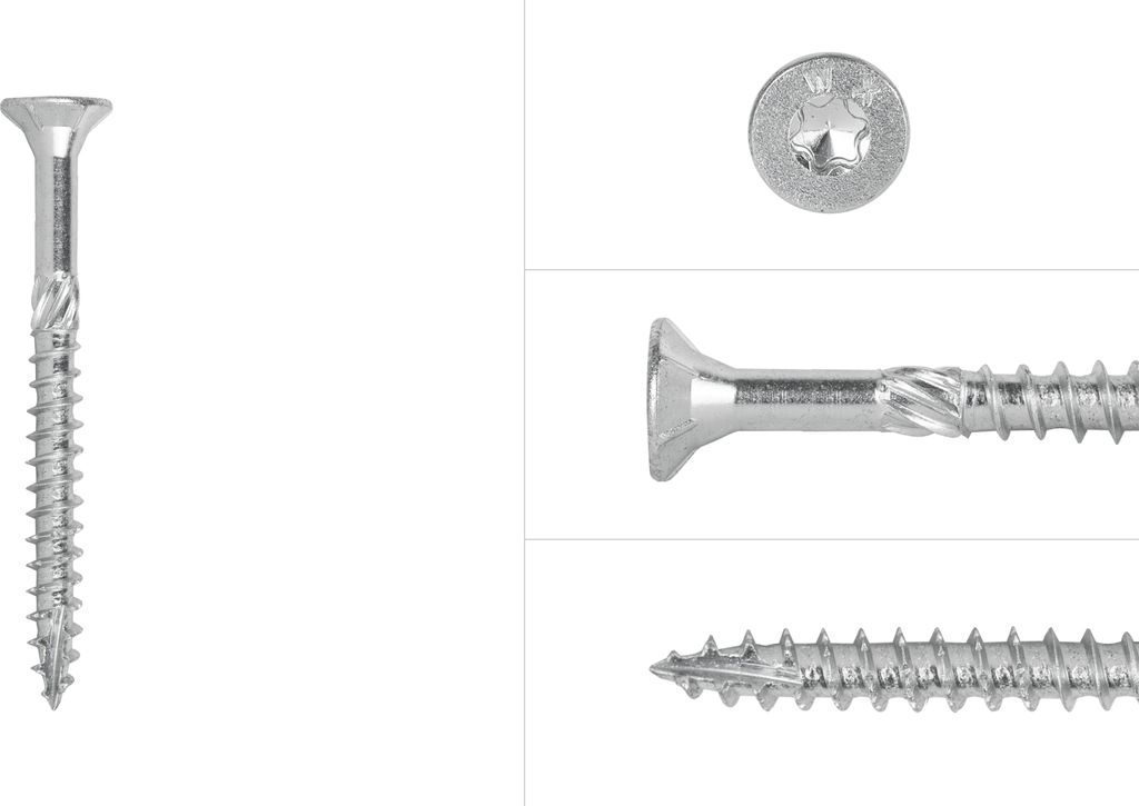 Spanplattenschrauben Verzinkt 6 x 70 mm Torx 30 Vollgewinde - Schachtel mit 100 Schrauben
