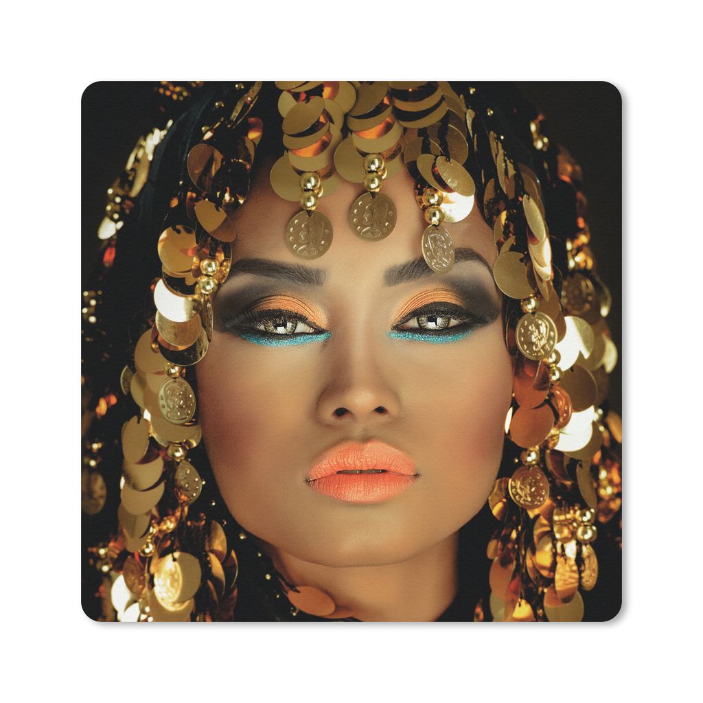 MuchoWow Mauspad Mousepad Frau - Kleopatra - Gold - Schmuck - Make-up - Luxus 20x20 cm - Mousepads - Maus Mat - Pad - Mausunterlage - Desk Mat - ...