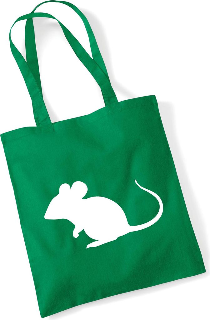 Huuraa Jutebeutel Maus Silhouette 10 Liter Kelly Green Baumwolle Tasche Geschenkidee