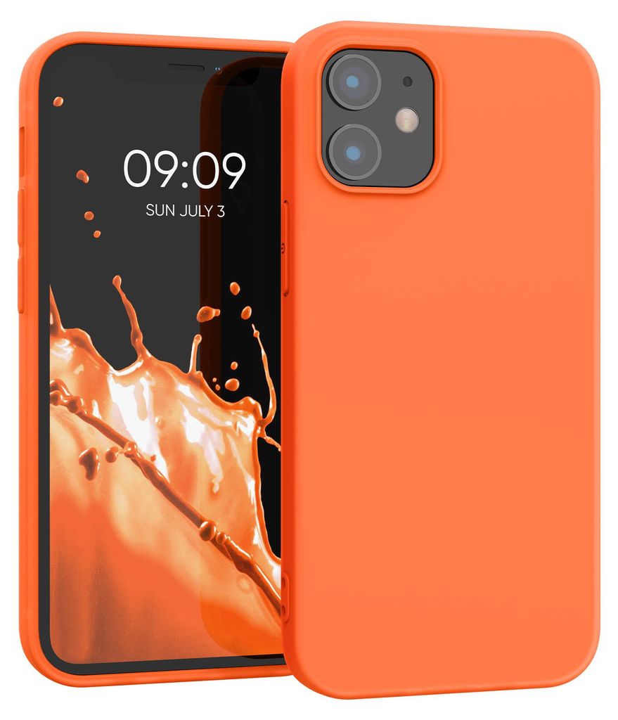 kwmobile Handyhülle für Apple iPhone 12 mini Hülle - TPU Case - Kabelloses Laden - Schutzhülle Cover in Neon Orange