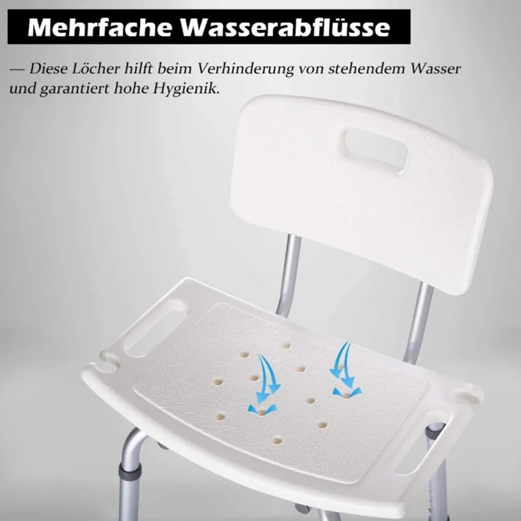 Tabouret de douche antidérapant réglable en hauteur châssis aluminium - 7