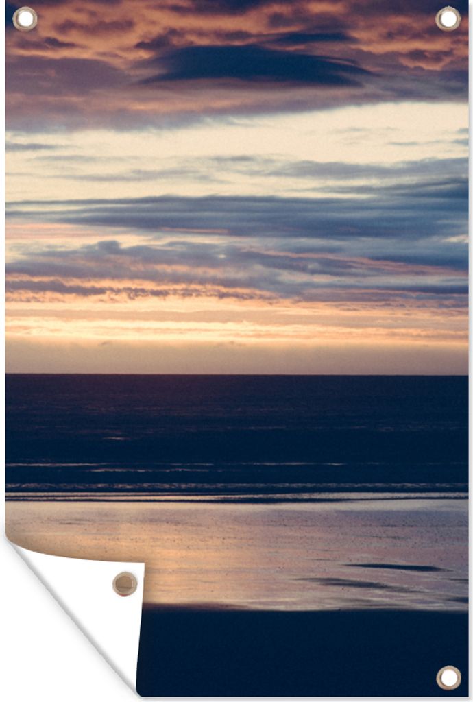 MuchoWow 40x60 cm Outdoor-Poster Gartendeko Sichtschutz Garten Poster für den Garten Landschaft - Wasser - Abend