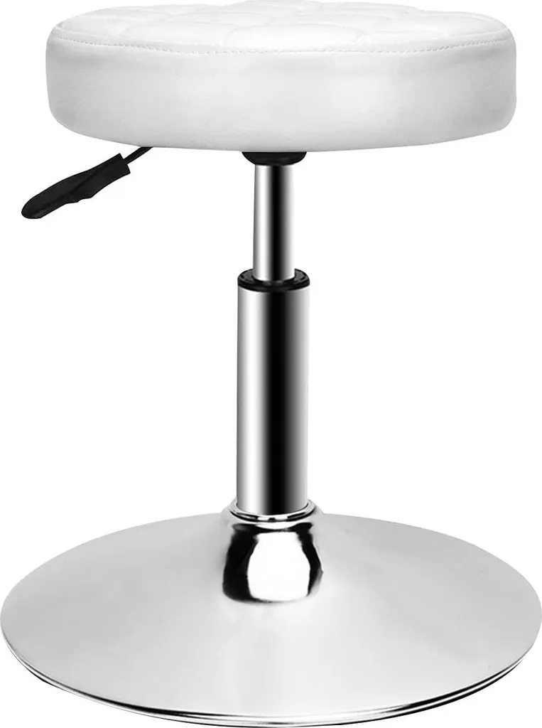 Chaise de travail pivotante souple blanche - Pouf en cuir 40-53cm PRO