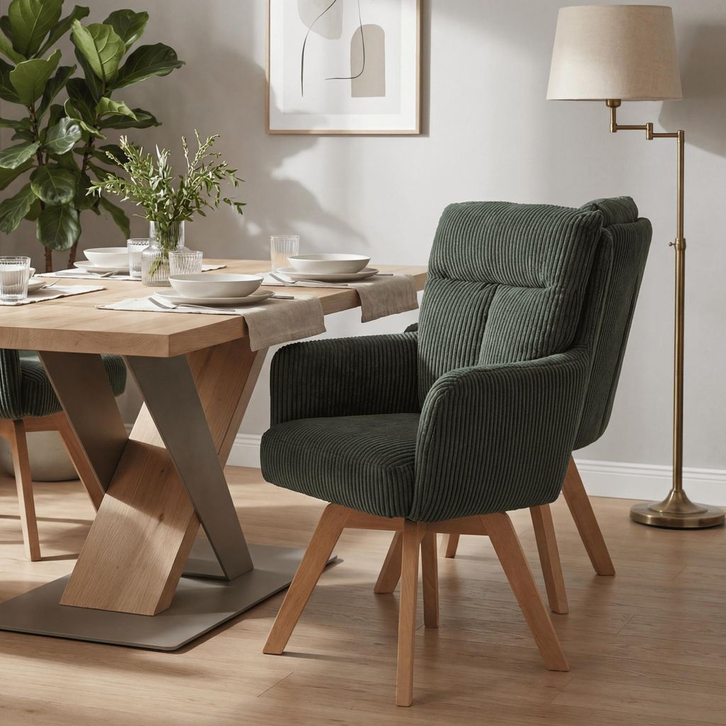 riess-ambiente Stuhl BIG GEORGE grün natur Cord Buchenholz Produktbild 