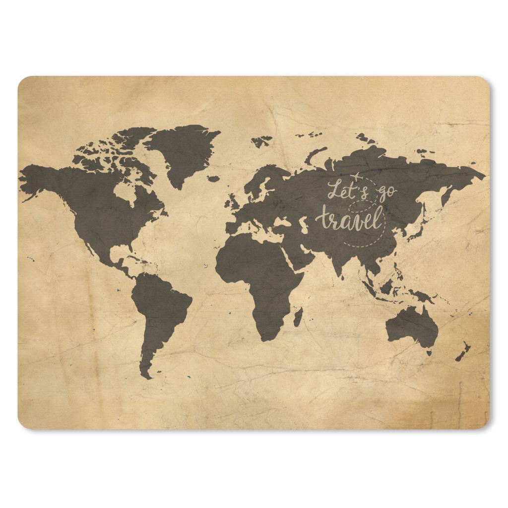 MuchoWow Mauspad Mousepad Weltkarte - Reisen - Vintage 40x30 cm - Mousepads - Maus Mat - Pad - Mausunterlage - Anti Rutsch