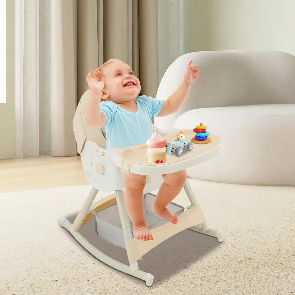 Chaise repas bébé 3 en 1 multifonction, plateau réglable et roulettes