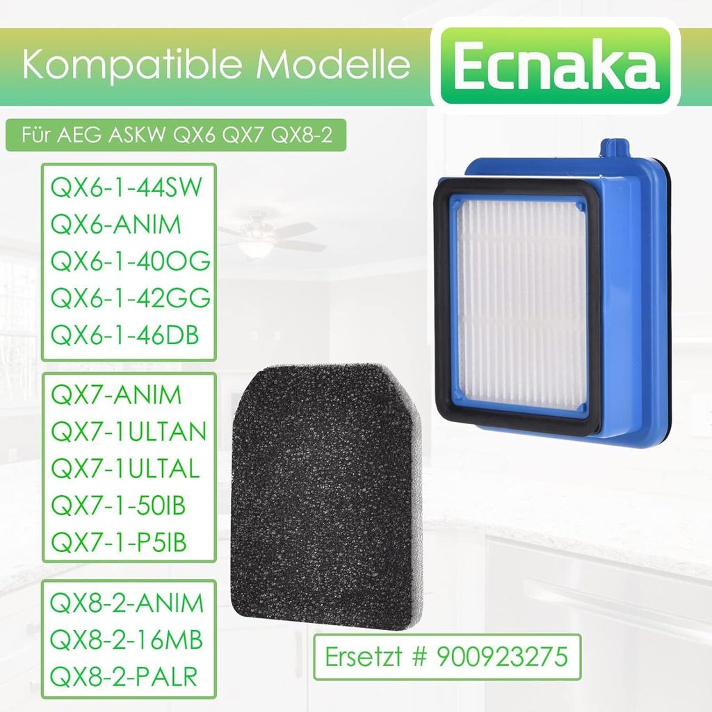 Set di filtri e rullo per aspirapolvere AEG 2 in 1 QX6, QX7, QX8-2