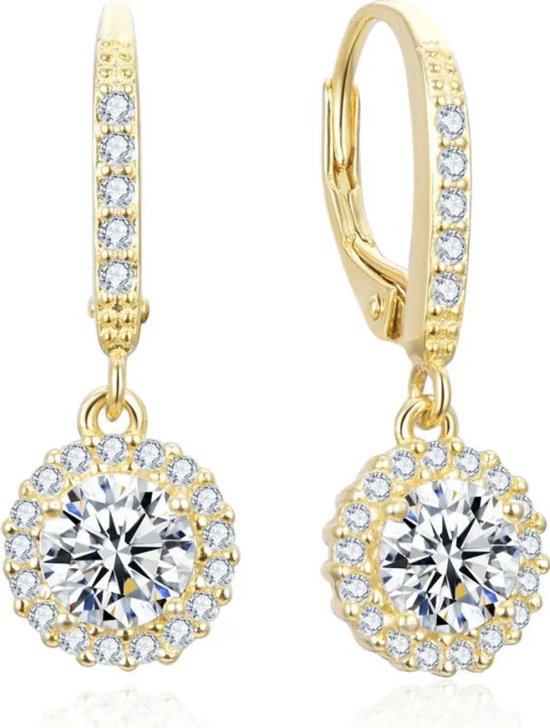 Boucles d'oreilles hypoallergéniques plaquées or et zircon AGUC3293 Chic