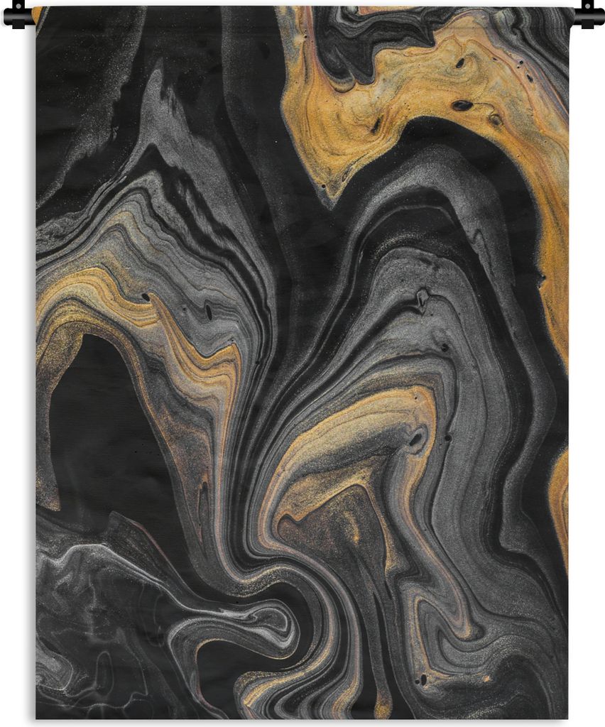 MuchoWow Wandteppich Wandbehang Marmor - Acryl - Gold - Luxus - Abstrakt 60x80 cm Tapisserie Dekoration Wandtuch - Decke - Wandtücher - Wohne