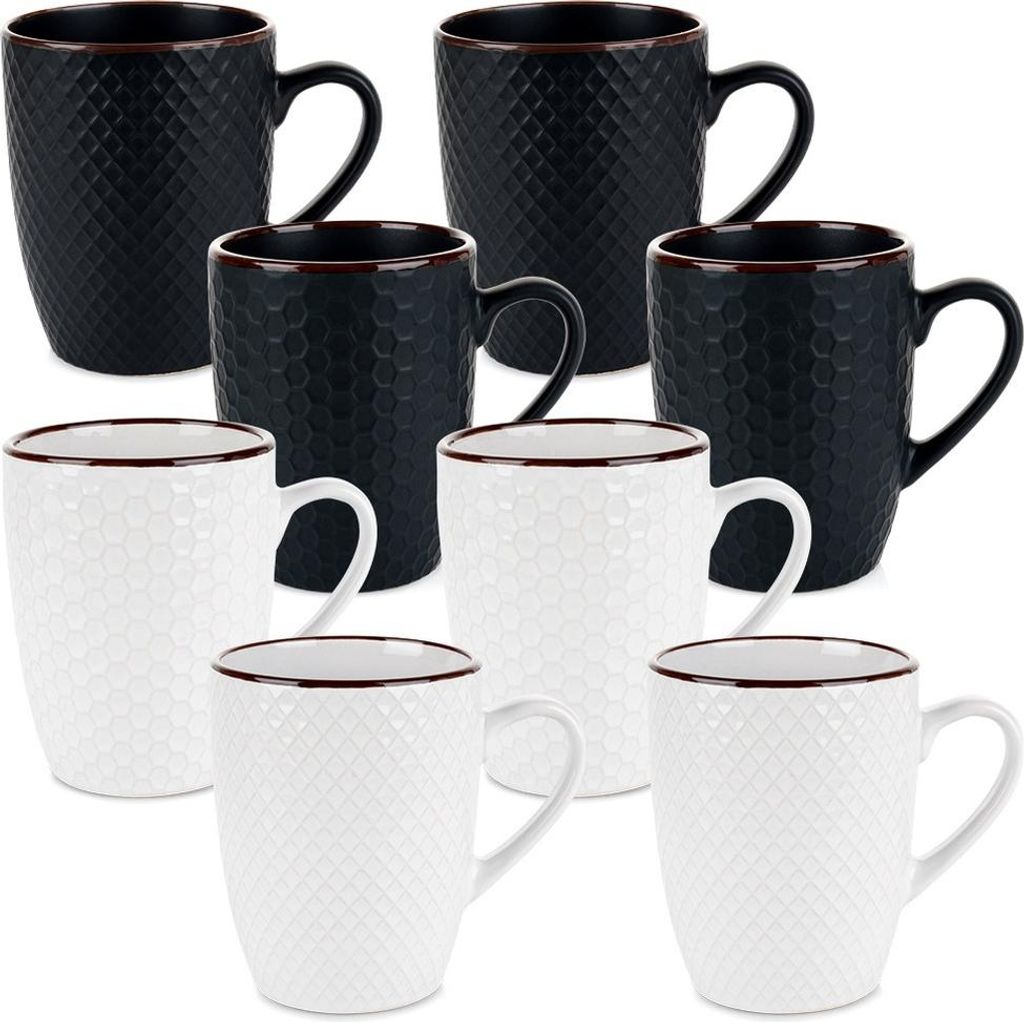 Vilde | Set de tasses à café - Blanc Et Noir - 400 ml - 8 Image du produit 