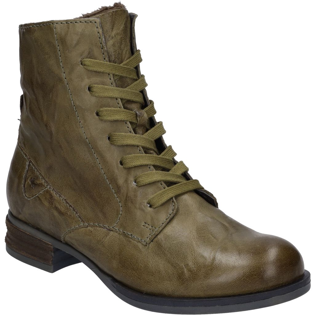 A single green boot is shown against a white background.