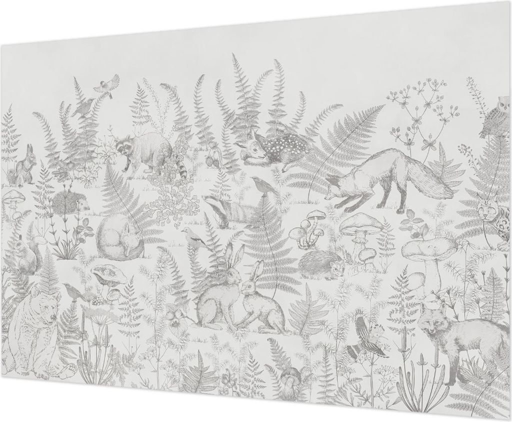Wandtapete - Dekorative Tapete für Wohnzimmer - Tapetenfolie für Wanddekoration - 208x146 cm - Waldtiere