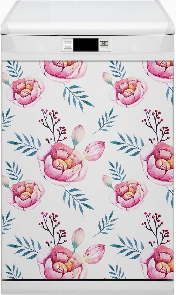 Magnet Folie für Geschirrspüler Küche Magnetmatte 45x80 cm Nachbildung Geschirrspüle - Blumen