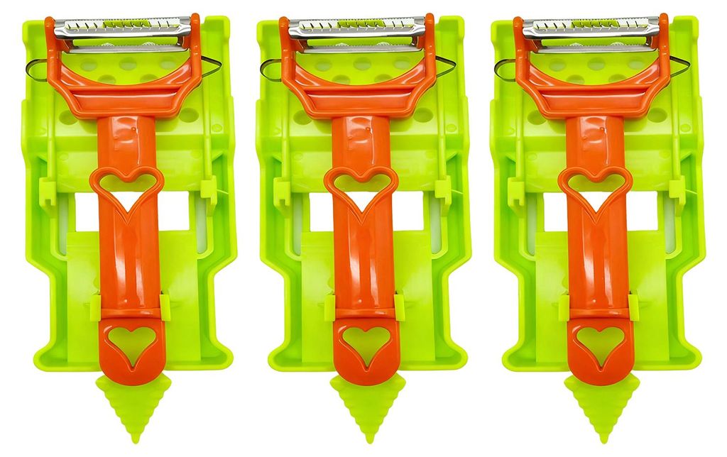 3-in-1 Doppel-Julienne- und Gemüseschäler mit Edelstahlklingen, ergonomischem Griff und vielseitigem Küchenhelfer zum Schneiden und Zerkleinern