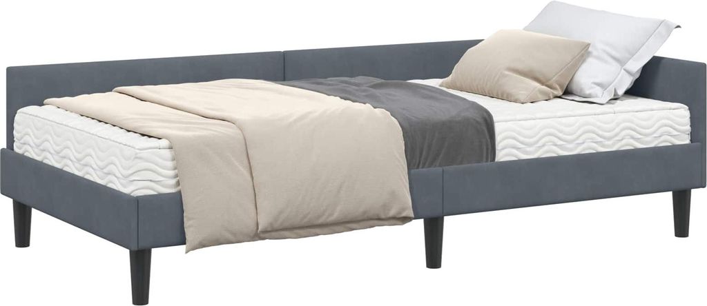 Eckbettgestell mit Matratze Sonstiges 2 pcs Grau Samt