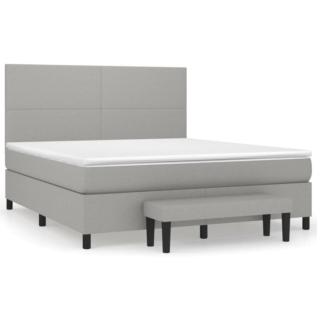 "2026 MODERNE"Boxspringbett/bettgestell - Bettrahmen - Doppelbett - mit Matratze Hellgrau 180x200 cm Stoff - Polsterbett Klassische Betten CC7270369