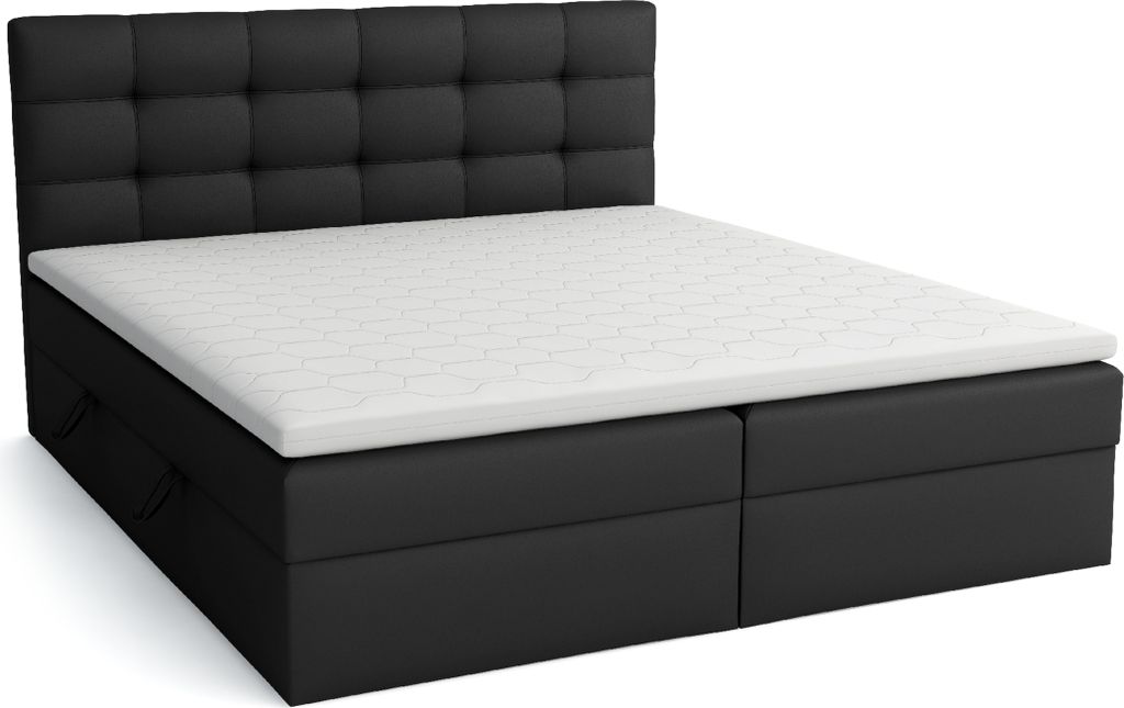 FEDVE Boxspringbett Schlafzimmerbett TOMORI mit 2 Bettkästen, Doppelbett mit Bonell-Matratze und Topper 160x200