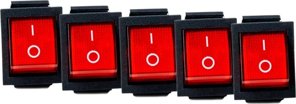 Wippschalter Gummikappe eckig rot/grün beleuchtet - Art: Wippschalter ohne Schutzkappe - Menge: 5