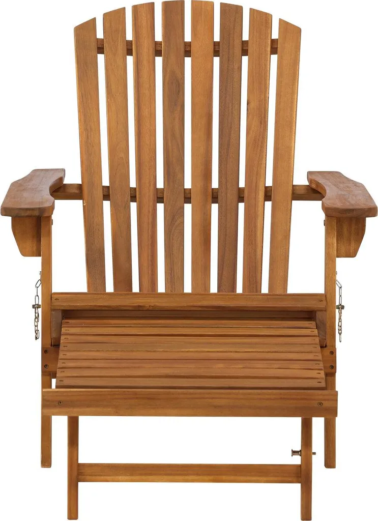 Chaise longue Tropea en bois naturel avec repose-pieds escamotable