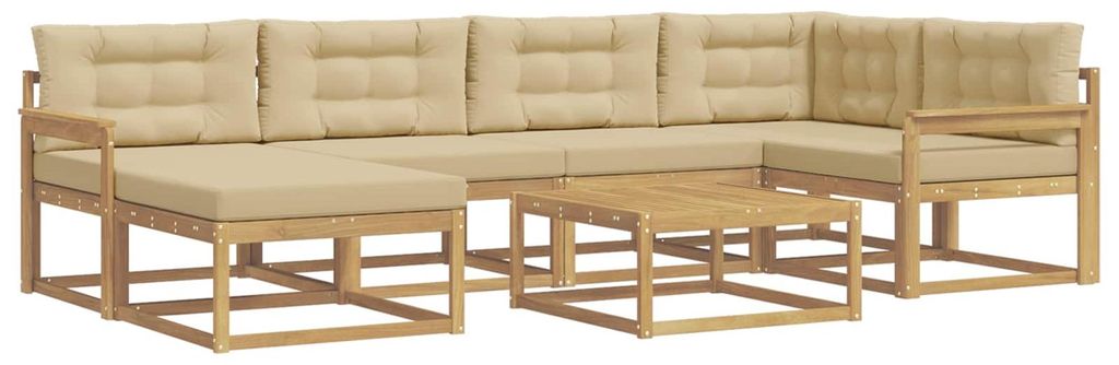 vidaXL Outdoor-Sofagarnitur 7 pcs Weiß und Beige