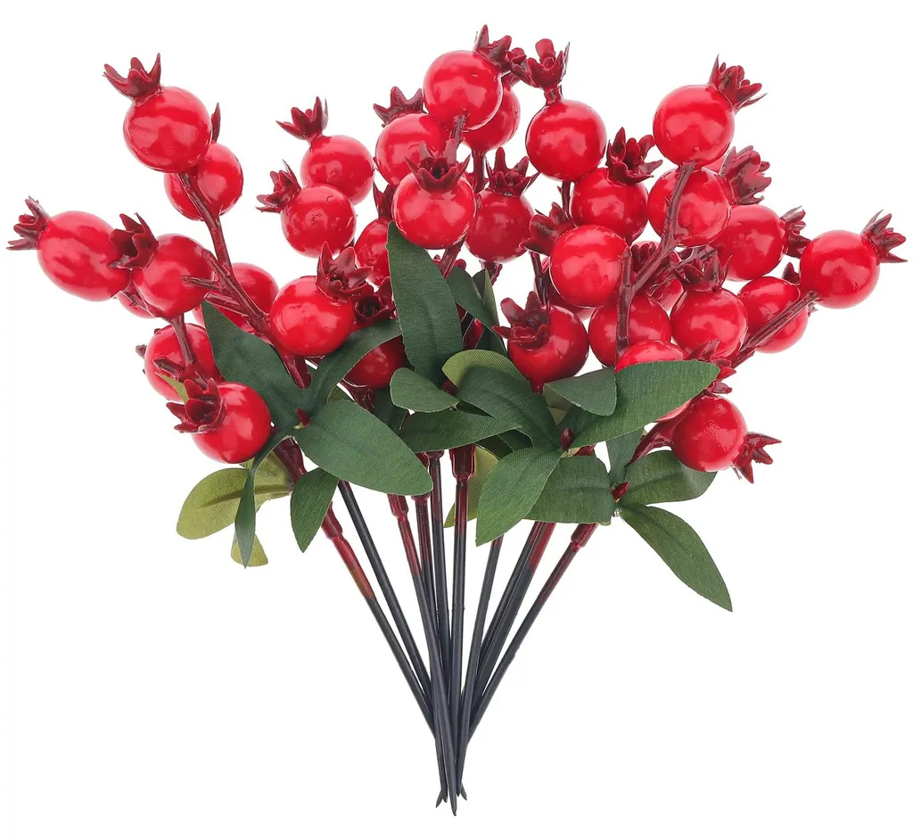 Tiges de baies de grenadier artificielles pour composition florale DIY