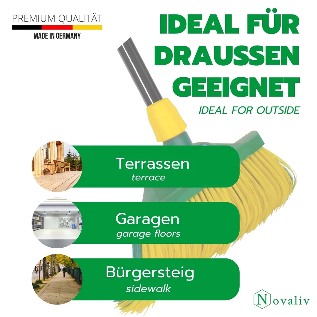 Novaliv 2x scopa ad artiglio premium con manico 40 cm, scopa speciale con setole curve - ideale come scopa da giardino, scopa per raschiare, scopa per erba sintetica, ideale per il campeggio, scopa per strada, scopa per spazzare - 3