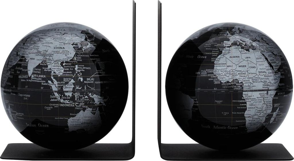 TROIKA Globen-Set mit Buchstützen aus Metall BOOKGLOBE – zwei magnetische Globen – jeweils 13 cm Durchmesser