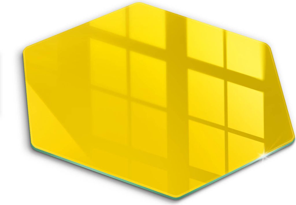 Glasschneideplatte - Herdabdeckplatte - Hexagon 40 cm -Schneidebrett - Spritzschutz - Gelb