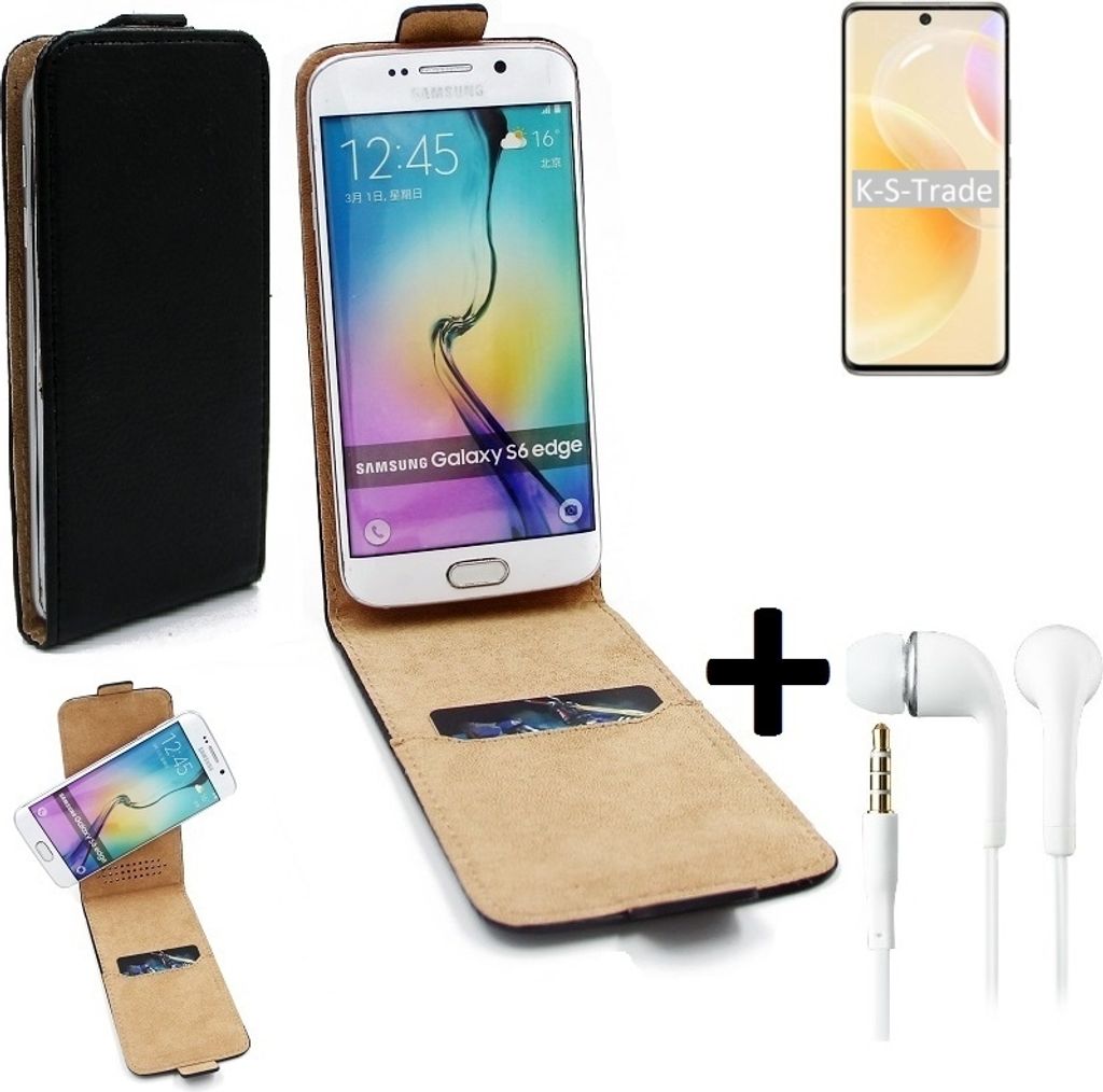 K-S-Trade Handy-Hülle + Kopfhörer kompatibel mit Huawei nova 8 International Version 360° Flipstyle Schutz-Hülle Smartphone Tasche Case Flip cover