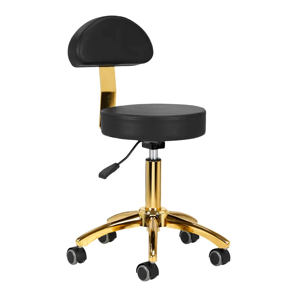 Sgabello Ergonomico AM-304G Oro Nero | Protezione Schiena Estetista