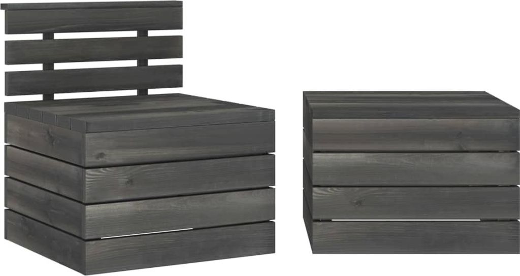 Maison Exclusive - 2-tlg. Garten-Sofagarnitur aus Paletten Kiefernholz Dunkelgrau