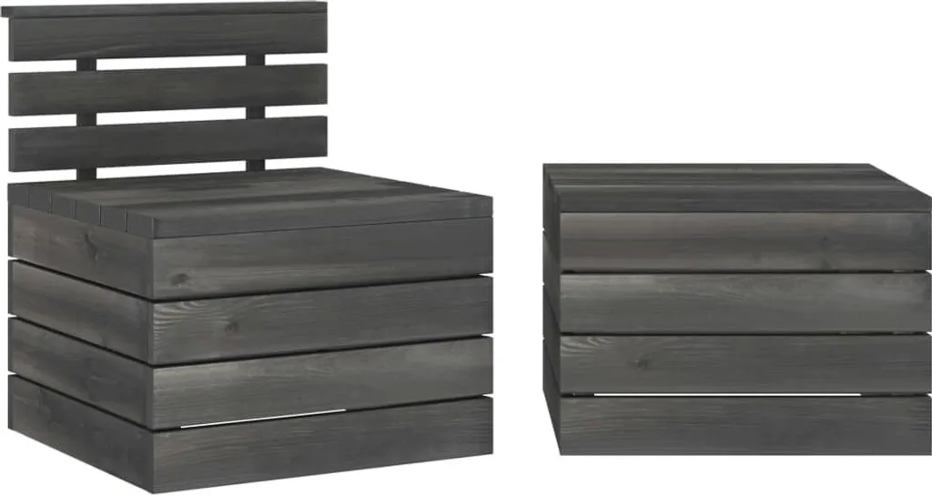 Set Divani Pallet 2 Pezzi Pino Grigio Scuro | Aperitivo Garden