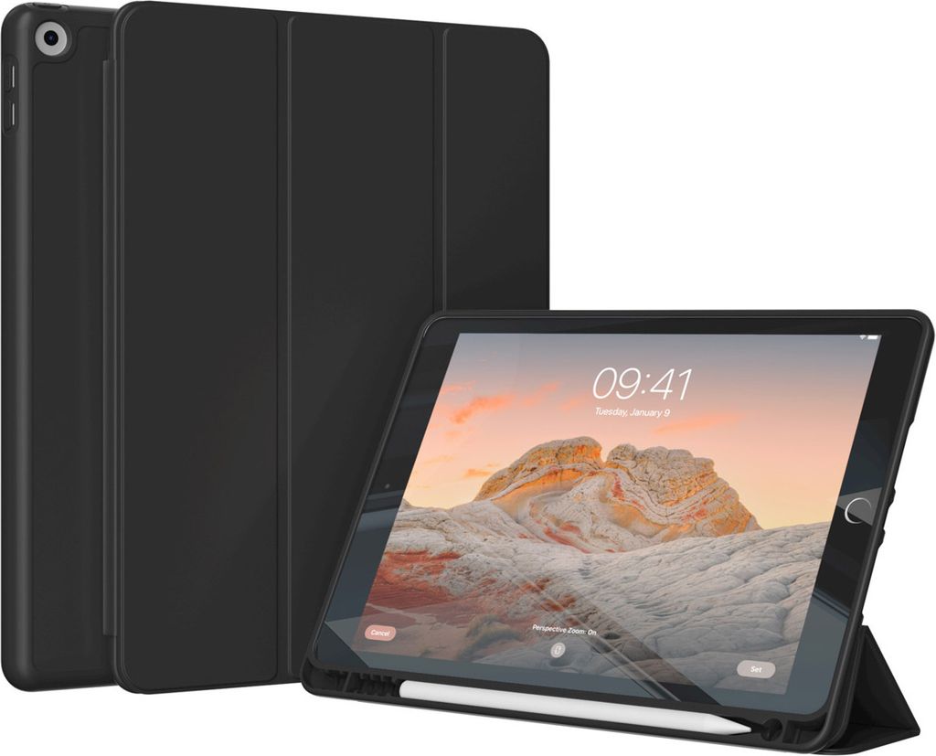 Accezz Smarte Klapphülle aus Silikon iPad 6 (2018) 9.7 Zoll / iPad 5 (2017) 9.7 Zoll - Schwarz