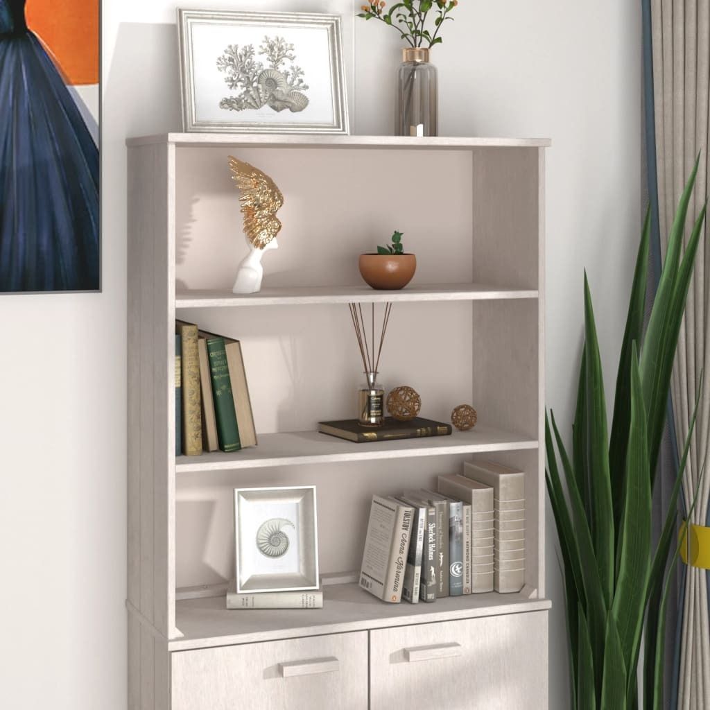 "2026 Promotion" Highboard/Vitrine/Beistellschrank --Oberteil HAMAR Weiß 85x35x100 cm Massivholz - Kommoden CC20426