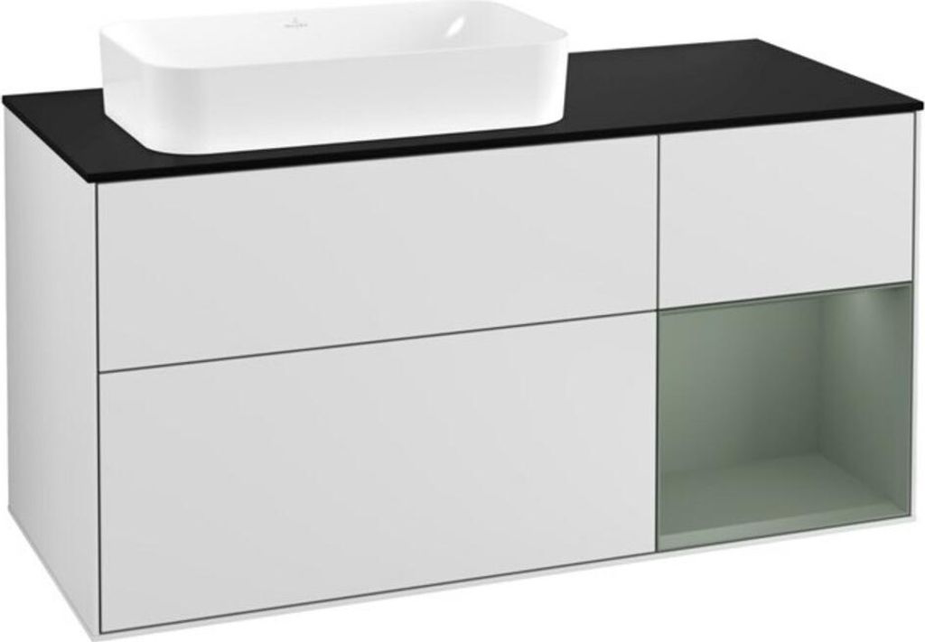 V&B Waschtischunterschrank Wandbeleuchtung Finion 120cm, Pl b m, Rg r Ol m Lac, wh. m Lac