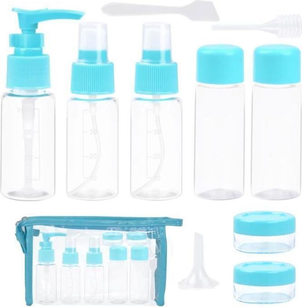 10 Reiseflaschen, transparente, leere Reiseflaschen für flüssige Kosmetik mit Aufbewahrungsbeuteln