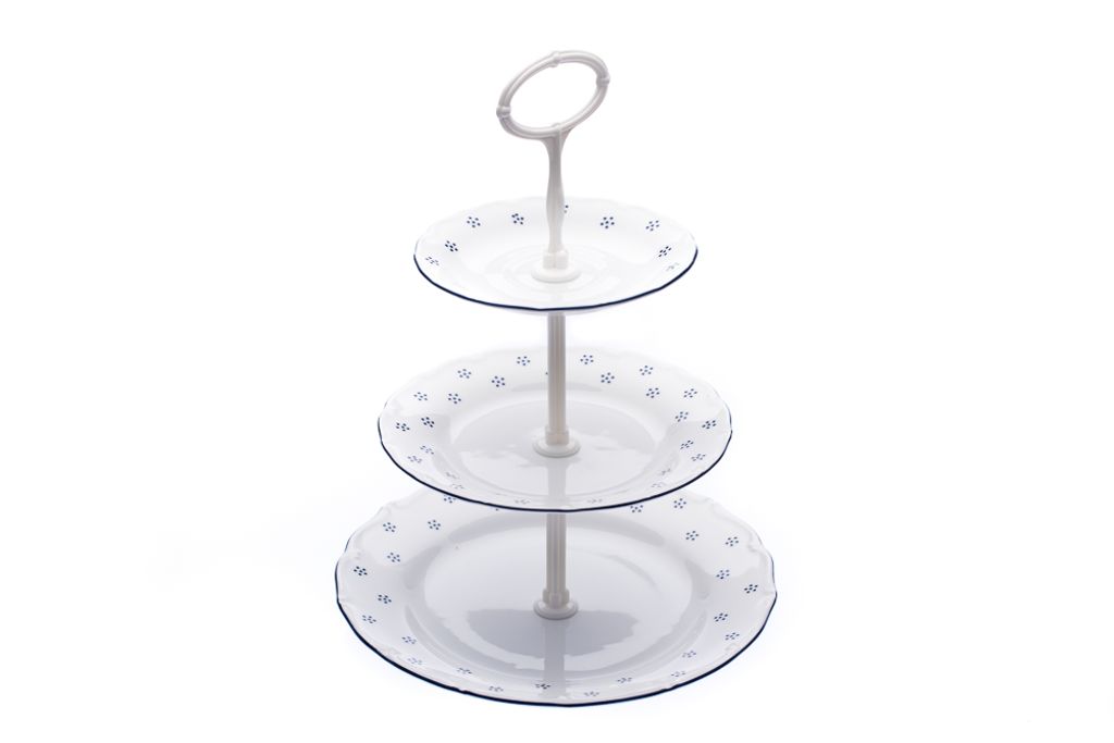 Dreiteilige Etagere, blaue Valbella, Verona, tschechisches Produktbild 