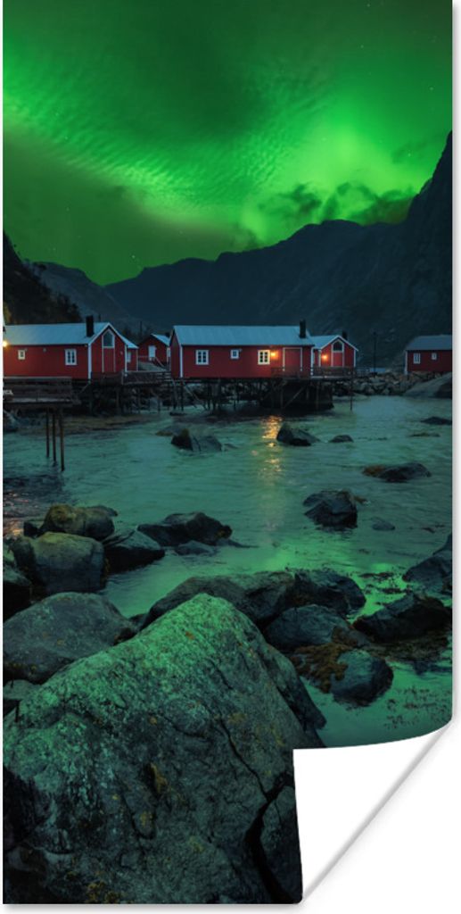 MuchoWow Poster Nordlichter - Norwegen - Nacht 40x80 cm - Dekoration