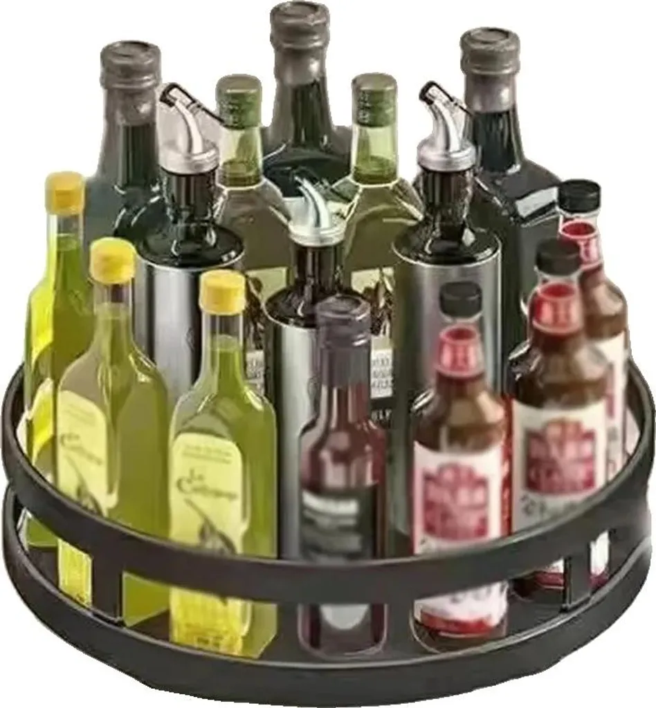 LARS360 Portaspezie in piedi, in acciaio inox con 4 ripiani, 8 ganci, organizzatore da cucina per bottiglie di spezie, bicchieri, bottiglie di olio (nero