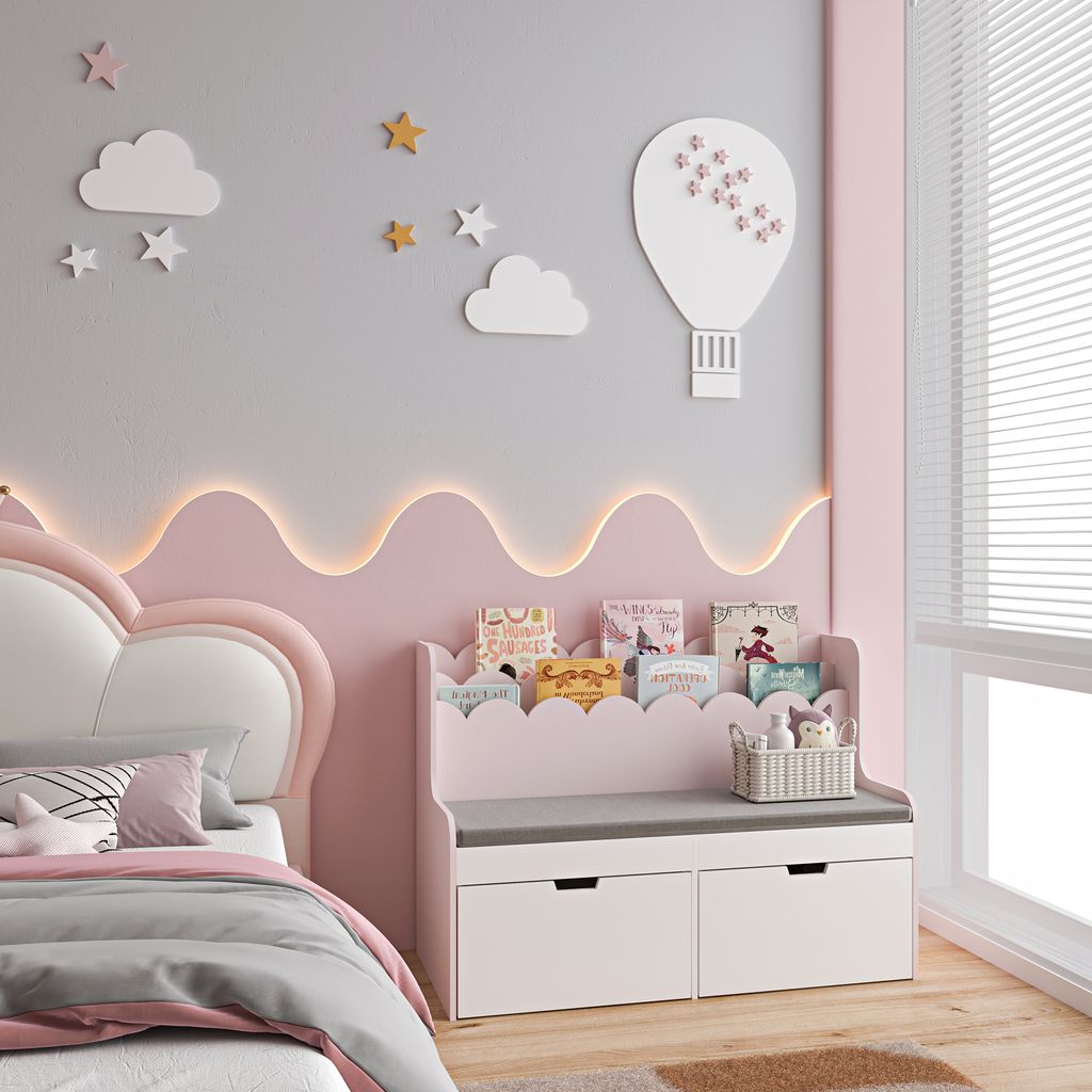 Banc pour enfants avec étagère 'Vestnes' avec 2 tiroirs 100 Image du produit 