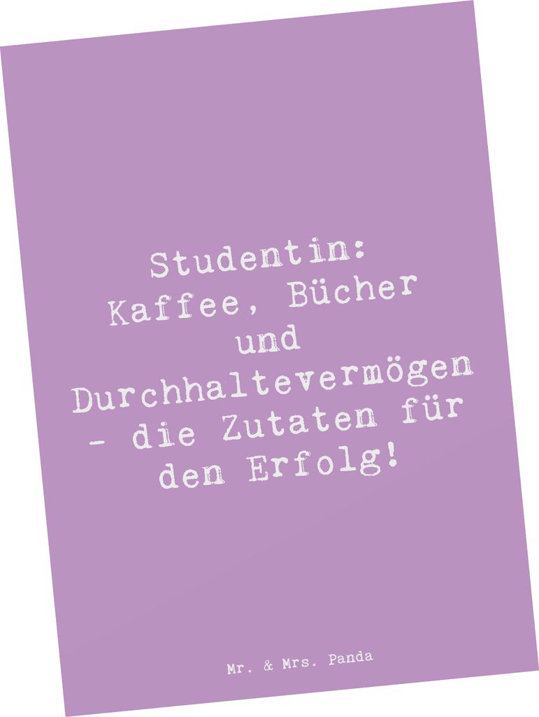 Mr. & Mrs. Panda Postkarte Spruch Studentin Erfolg - Produktbild 