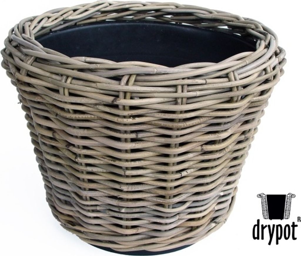 VAN DER LEEDEN DRYPOT® Rattan Pflanzkübel Grau Ø 43 cm - Produktbild 3