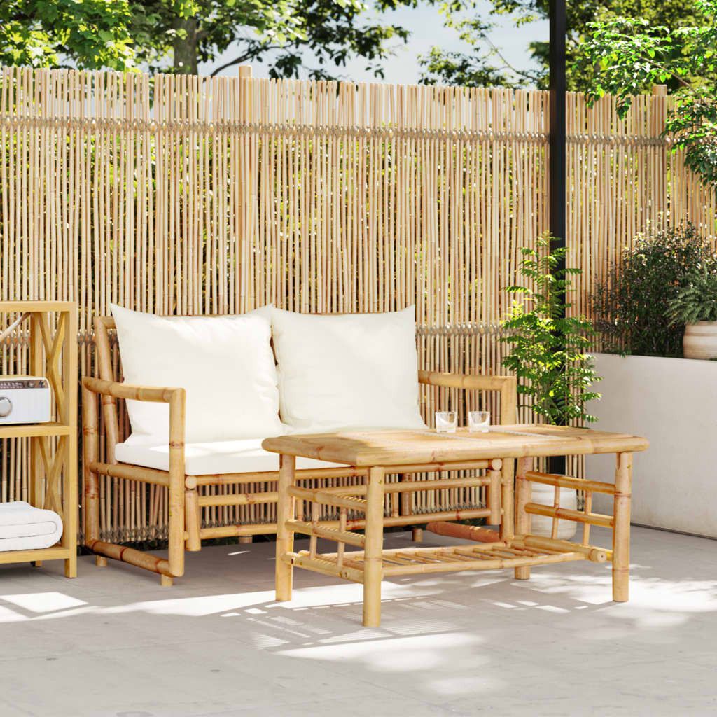 "Rabatt" 2-teiliges Gartensofa-Set mit Kissen Bambus - Lounge-Dining set CC16835