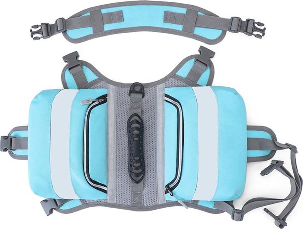 Wasserdichter Outdoor-Hunderucksack mit Reflexstreifen, atmungsaktiv, verstellbar, große Kapazität, Blau