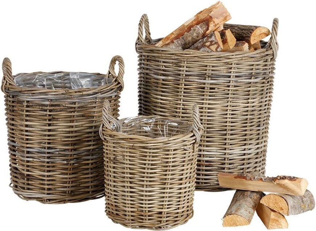 Weidenkörbe Rund Natural-Grey 3er-Set Produktbild 1