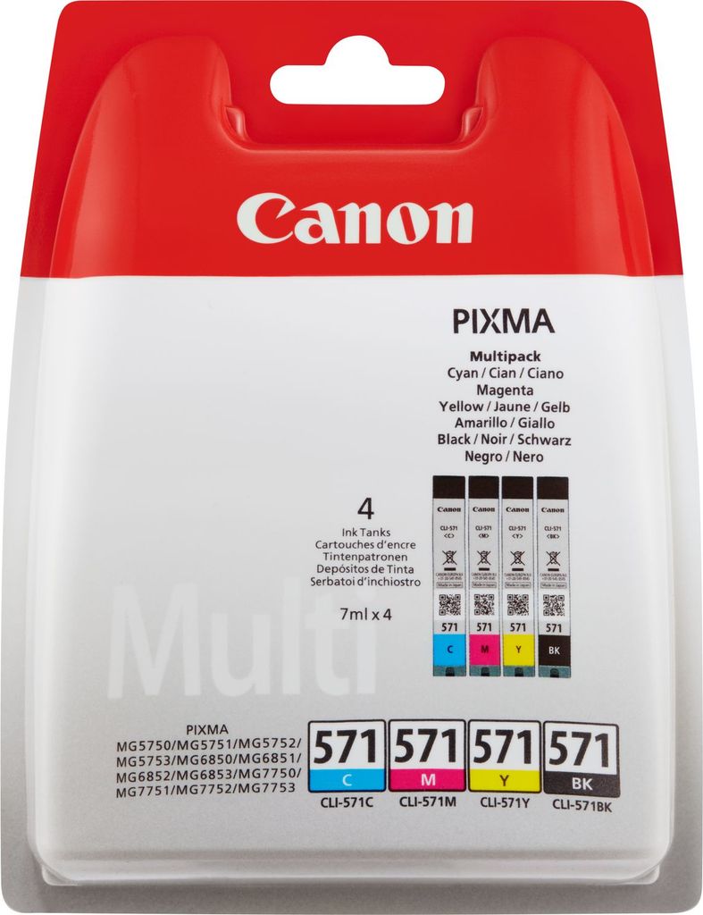 Product packaging for Canon PIXMA ink multipack.