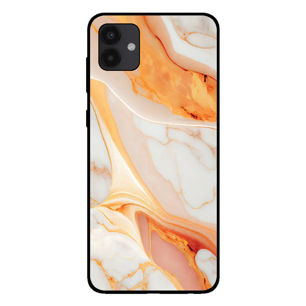 Smartphonica Custodia per Samsung Galaxy A04 con stampa in marmo - Custodia posteriore in TPU con design in marmo - Arancione